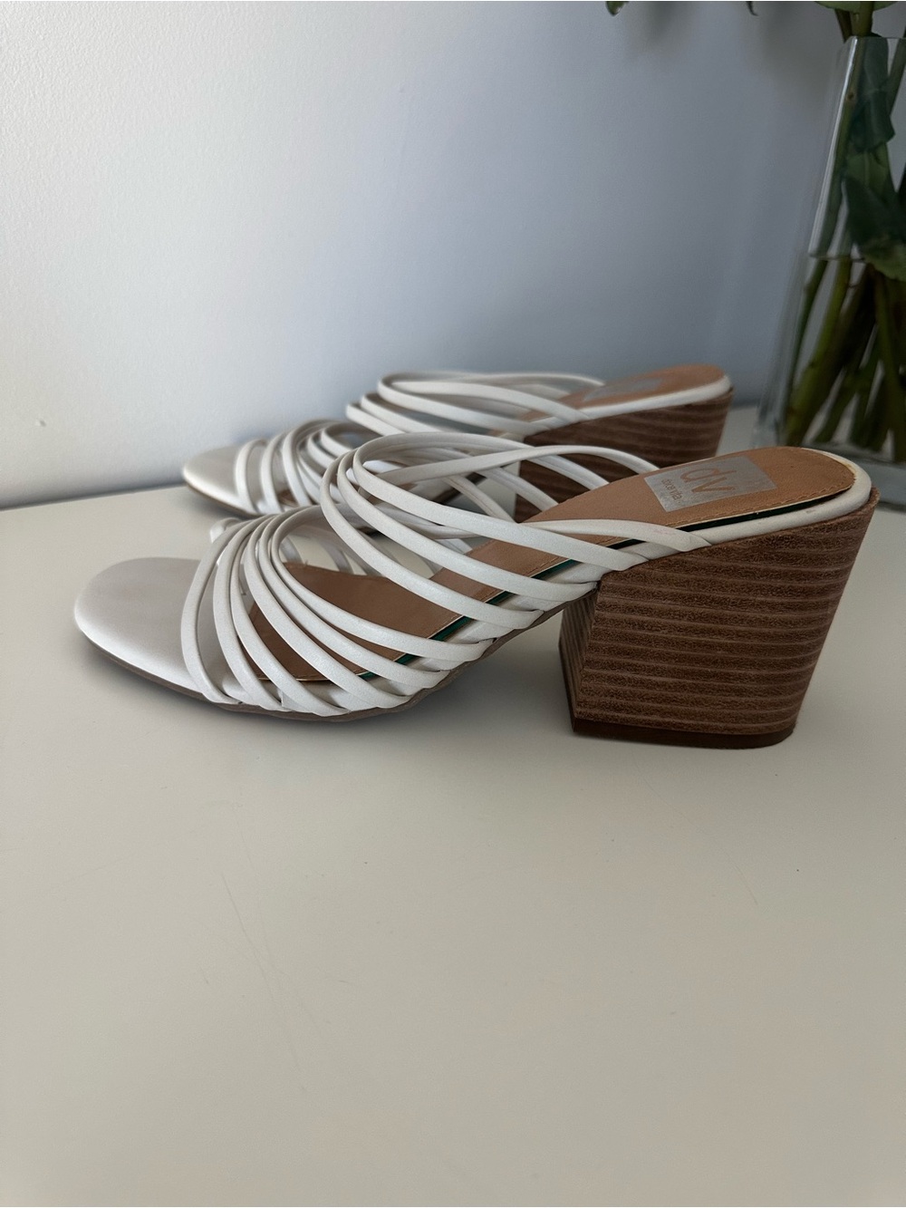 Dolce Vita White Multi-Strap Block Heel Sandals Sz 8.5